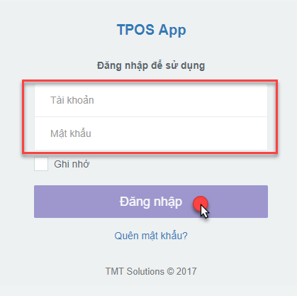 đăng nhập và sử dụng phần mềm bán hàng TPos