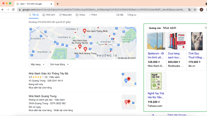 Vị trí hiển thị của Google Shopping
