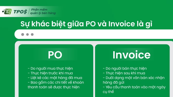 so sánh sự khác biệt giữa PO và Invoice