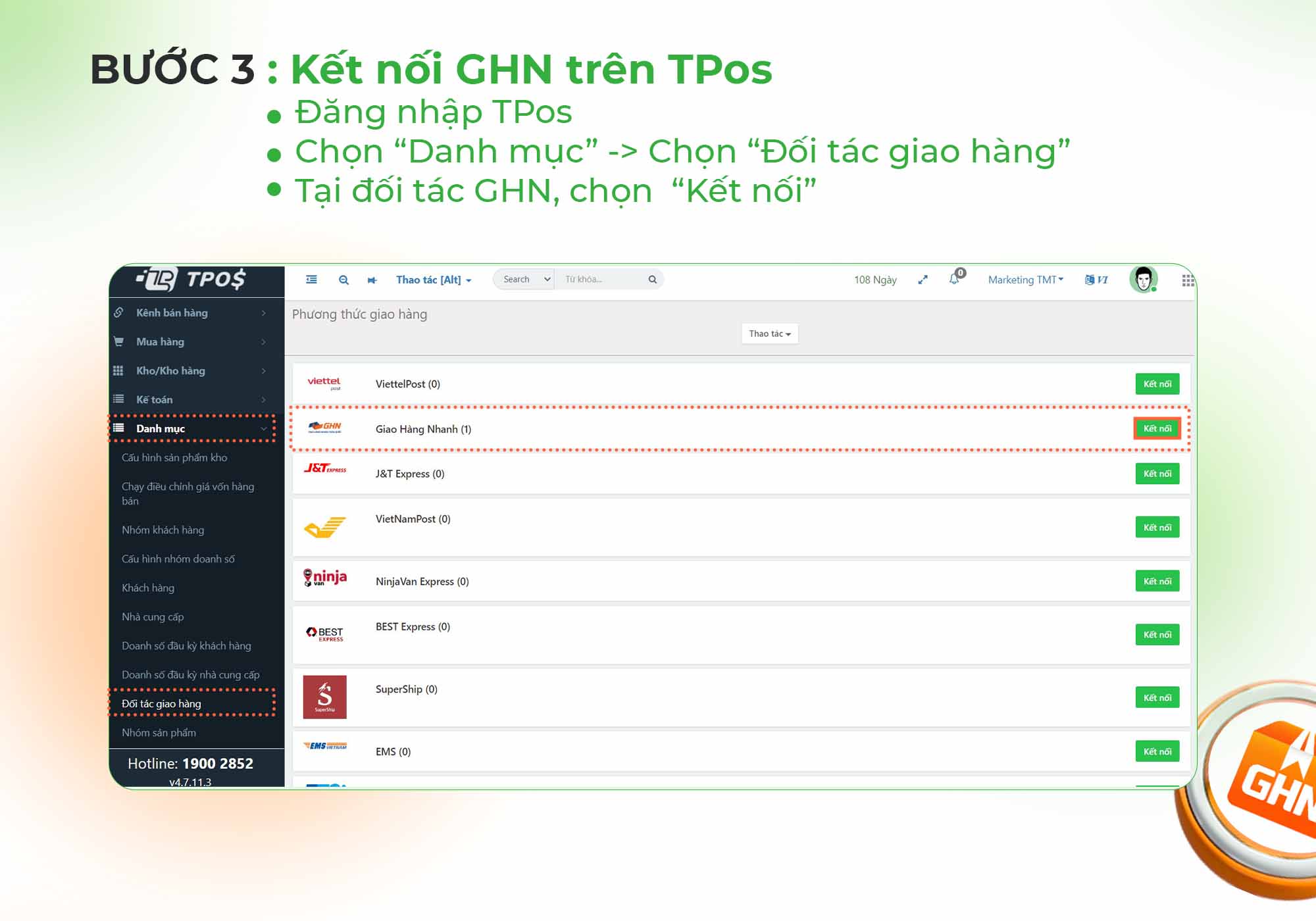 Hướng dẫn tích hợp Giao Hàng Nhanh trên TPos